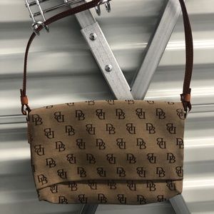 Authentic Vintage Dooney & Bourke Logo Canvas/Leather Trimmed Bag
